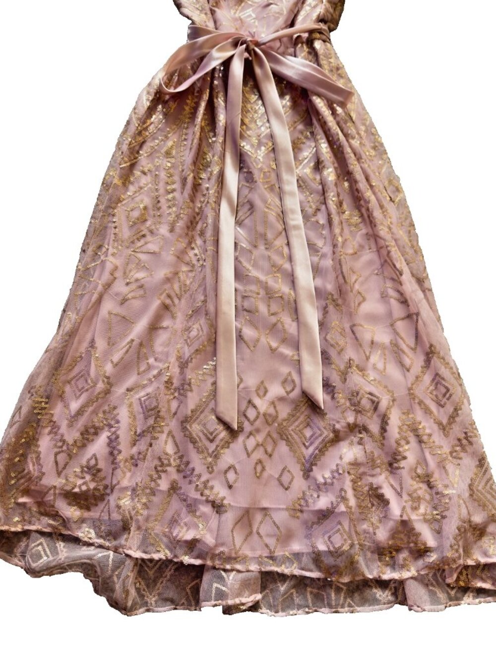 NWT Morilee Angelina Faccenda #20481 Blush Gold Sequin Mesh Formal Dress Size 14 - Picture 2 of 10